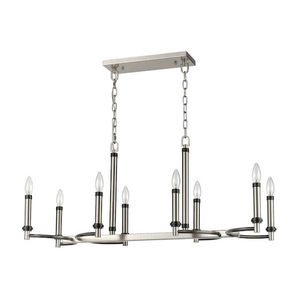 Sunsphere 36'' Wide 8Light Chandelier, Satin Nickel